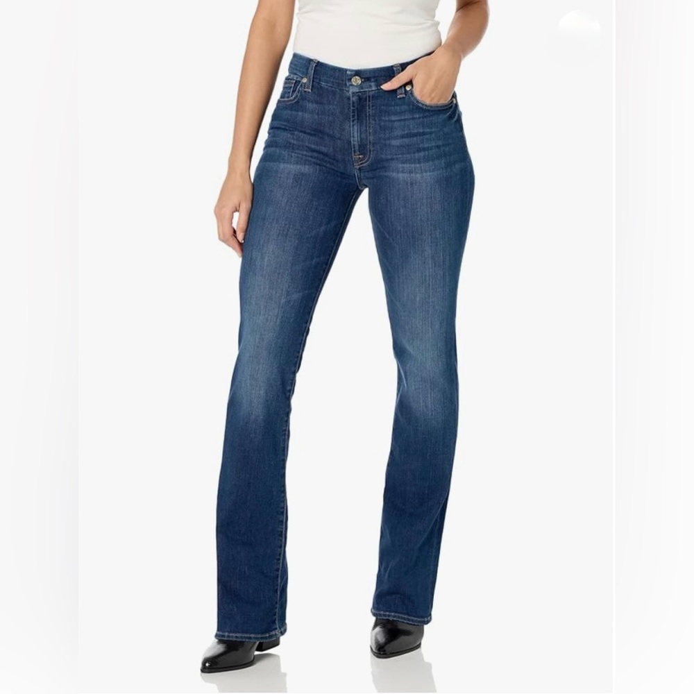 7 For All Mankind Mid-Rise Long Bootcut Denim Jeans Size 30